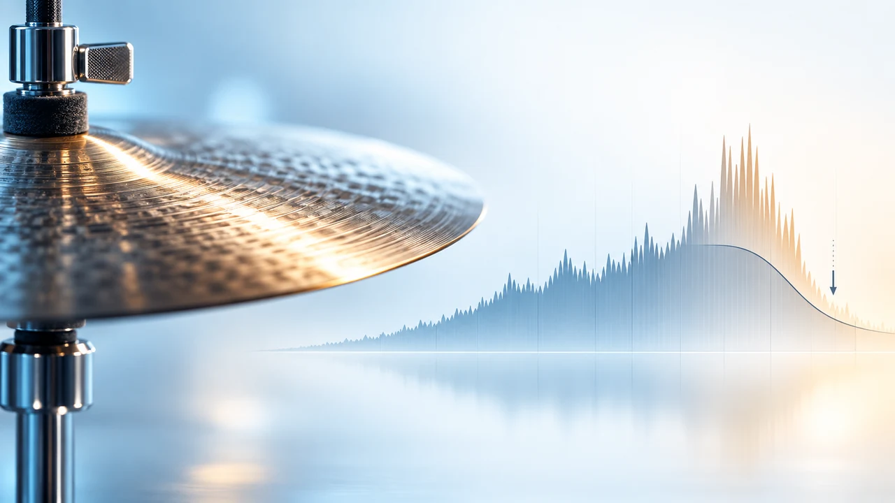 Icy blue cymbal beside a smooth high-frequency reduction curve