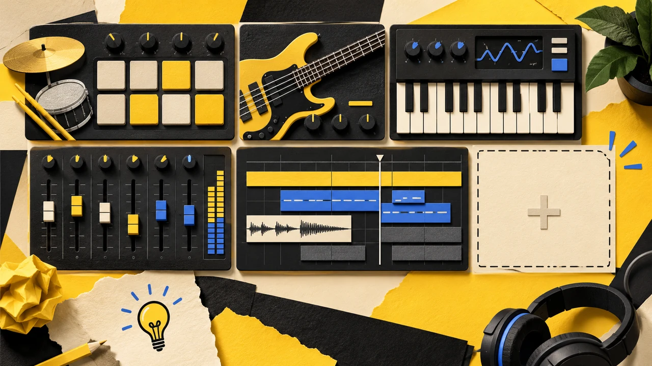 Yellow and black modular blocks representing a beat template
